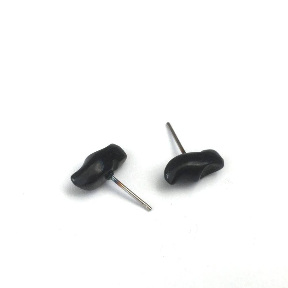 Black Tiny Clogs Vintage Lucite Stud Earrings